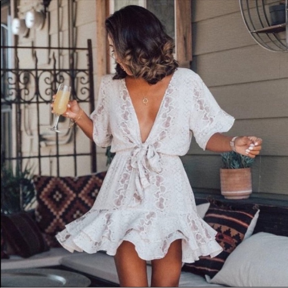 Front Tie W/ Button Snakeskin Print Mini‎ Dress